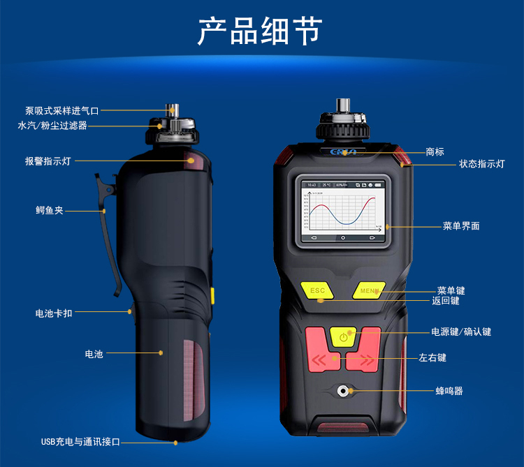 便携泵吸式硫化氢气体检测报警仪