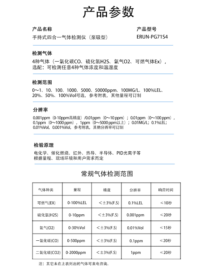 便携式气体检测仪检测参数